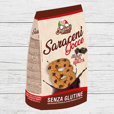 Inglese gluténmentes teljes kiőrlésű keksz SARACENI -csokicseppel 300g